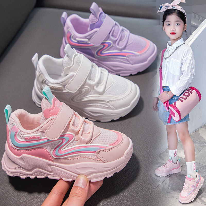 Girls' Shoes 2024 Spring New Popular Running Sneakers for Children and Girls Fashion Soft Bottom Travel Shoes