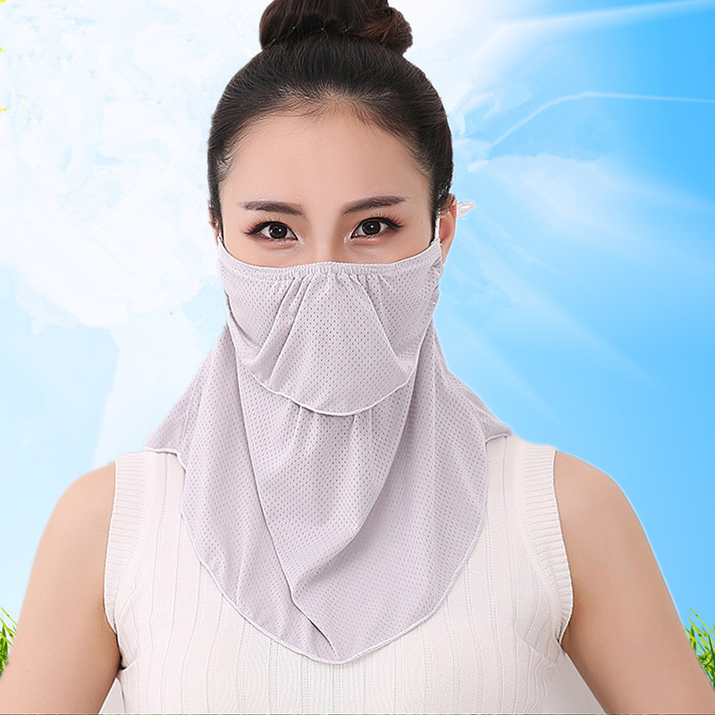 夏蒙面防晒口罩清凉冰丝三角巾防紫外线护脖遮阳护颈护脸面罩批发
