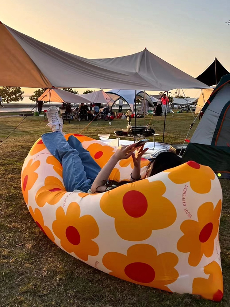 音乐节充气沙发户外野营露营空气躺椅折叠便携气垫床网红双人午休