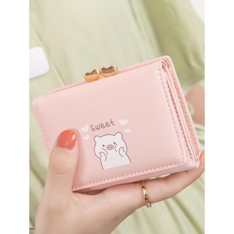 ins少女心短款钱包女设计感可爱卡通韩版新款小学生复古小零钱包d
