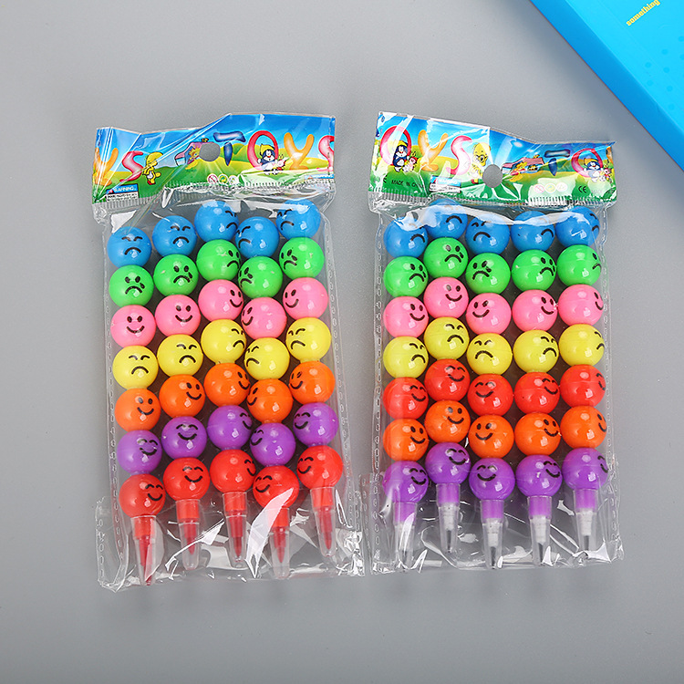 Creative Sugar Gourd Crayon Cute Expression Beads Pencil Student Stationery Sharpening-Free Pencil Children Graffiti Painting Brush