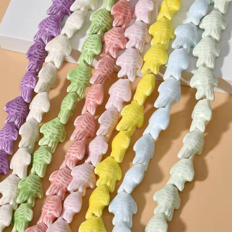 Candy Color Cute Straight Hole Small Fish Ceramic Beads DIY Beaded Bracelet/Necklace Handmade Accessories Factory Direct Sales