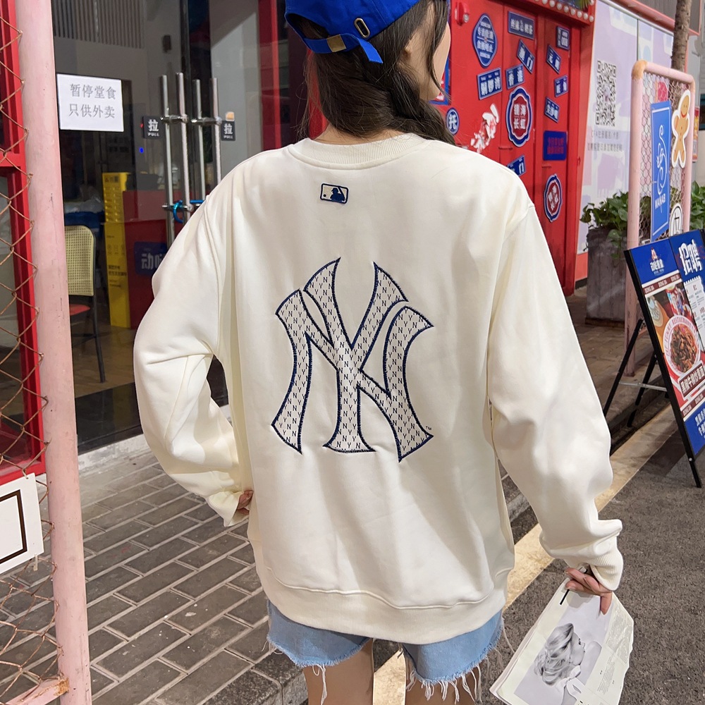 韩版mlb老花卫衣秋冬新款 ny刺绣印花宽松休闲卫衣男女同款长袖潮
