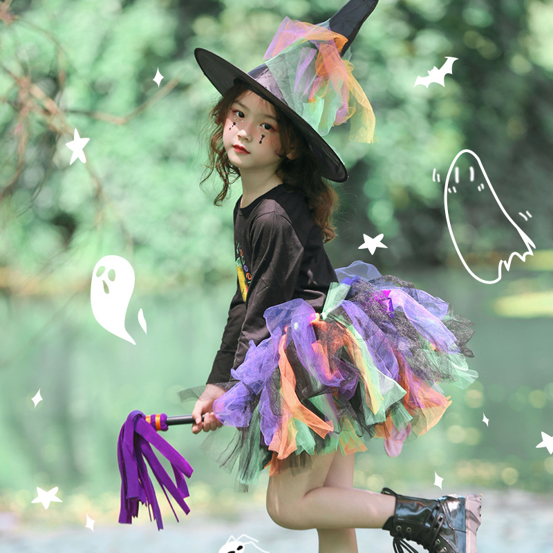 万圣节儿童服装女童衣服装扮cosplay服女巫裙服饰女孩幼儿园演出