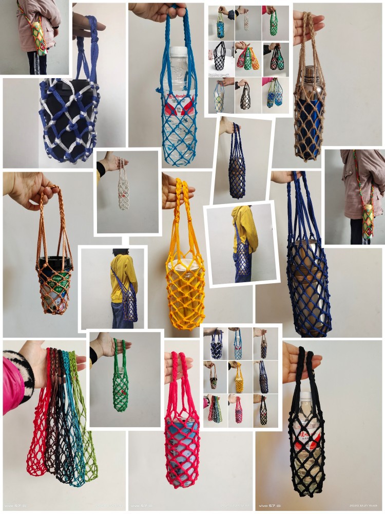 尼龙网兜 复古输液吊瓶 网套装饰麻绳网 水杯网玻璃瓶斜挎网