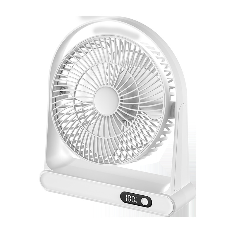 New Portable Electric Fan Desktop Usb Charging Digital Display Desktop Little Fan Dormitory Office Household Fan