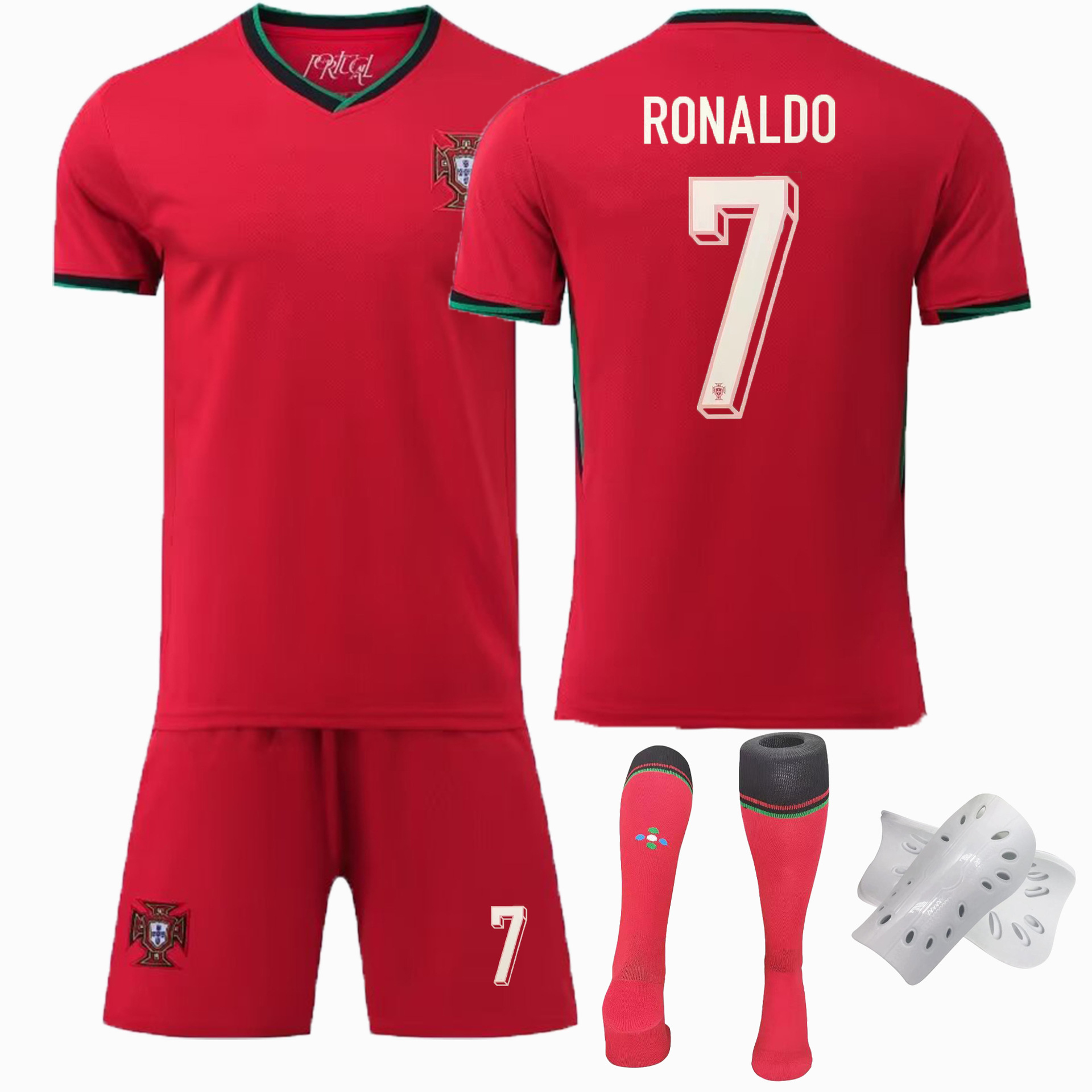 24-25 欧洲杯葡萄牙主场新款球衣儿童成人运动套装团购男女足球服