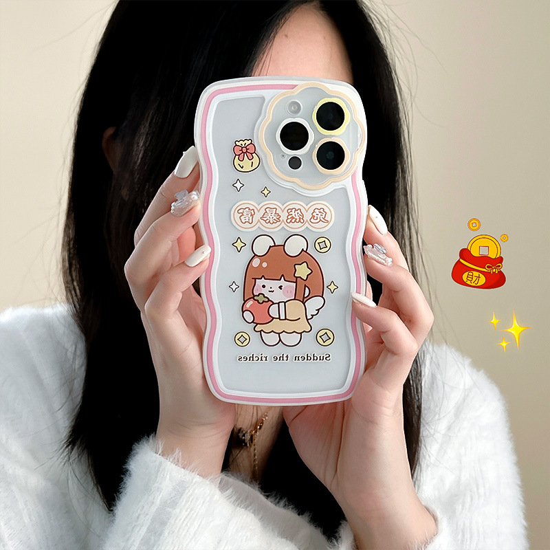 Suitable for Apple 13 Phone Case Iphone14pro Flower Hole Wave 12promax Cute 11 Cartoon X Set