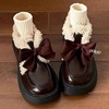 England leather shoes Autumn and winter British style The thickness of the bottom bow Plush keep warm Cotton-padded shoes solar system jk Shoes substitute