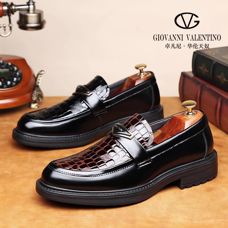 卓凡尼华伦天奴休闲皮鞋65320轻奢男鞋一脚蹬商务皮鞋-阿里巴巴