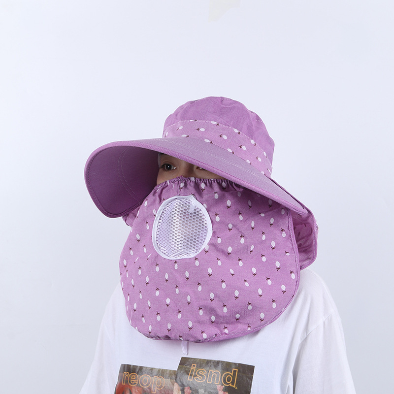 Outdoor Face Covering Cotton and Linen Sun Hat Sun Hat Travel Riding Men's Neck Protection Tea Picking Hat Wholesale
