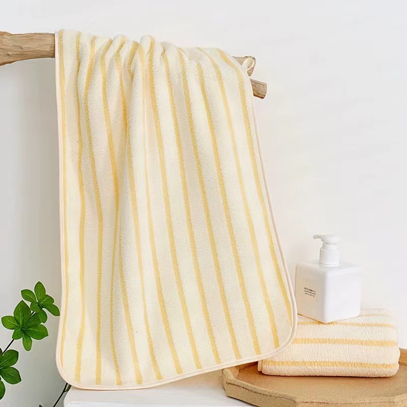 Vertical Stripes Thickened Coral Fleece Towel Soft Absorbent Home Face Towel Lint-Free Adult Men and Women Bath Quick-Drying