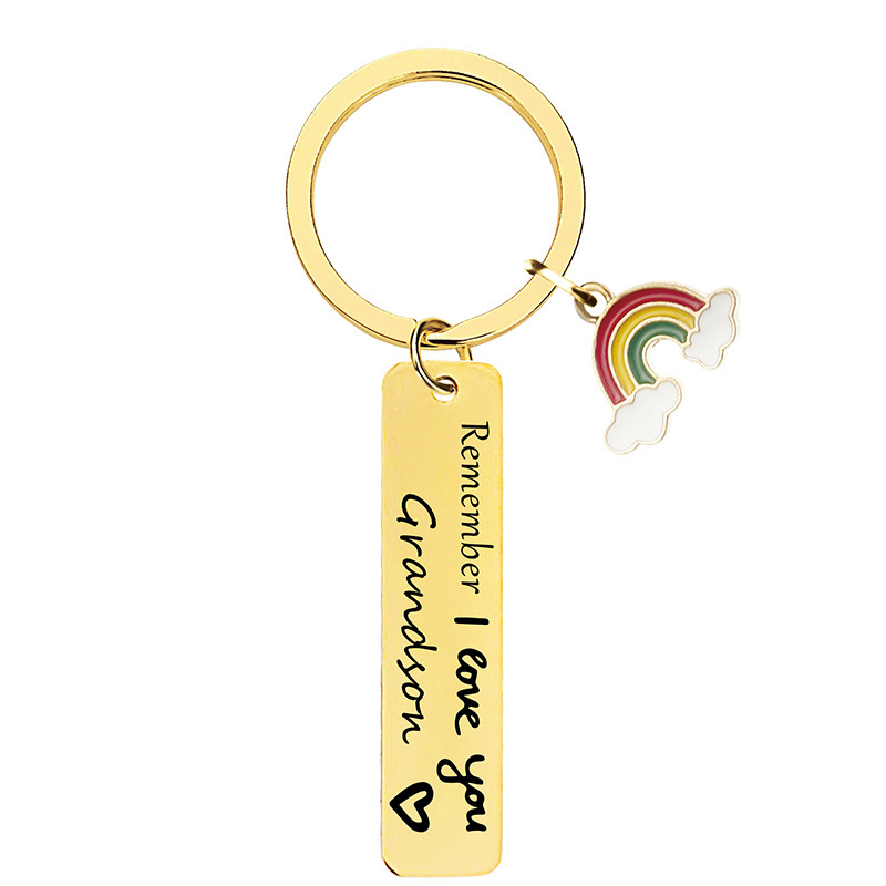 Keychain Cross-Border Remember I Love You Family Festival Gift Lettering Rainbow Metal Keychains