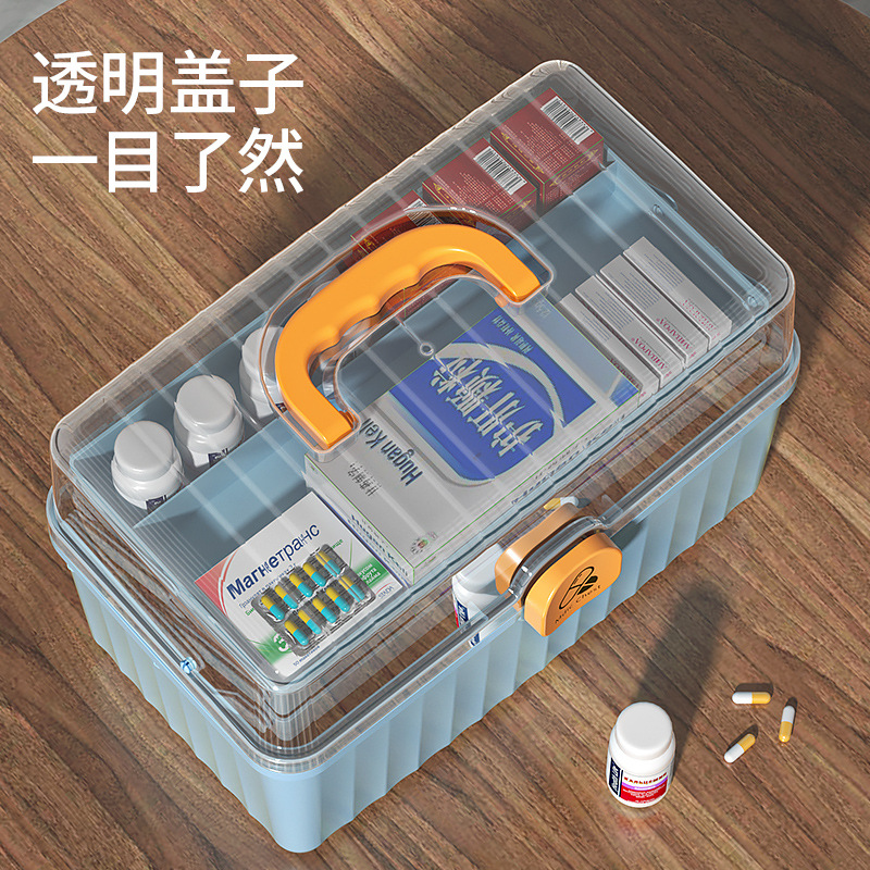 Household Medicine Box Test Paper Home First Aid First Aid Kit Large Capacity Multi-Layer Transparent Medicine Emergency Storage Box