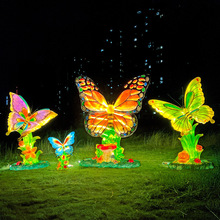 户外发光蝴蝶雕塑园林景观小品花海草坪公园景区动物装饰摆件