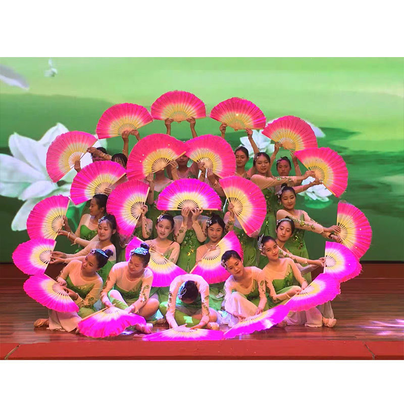 茉莉花舞蹈扇子1尺2成人跳舞扇子学生演出扇双面双色渐变秧歌扇子