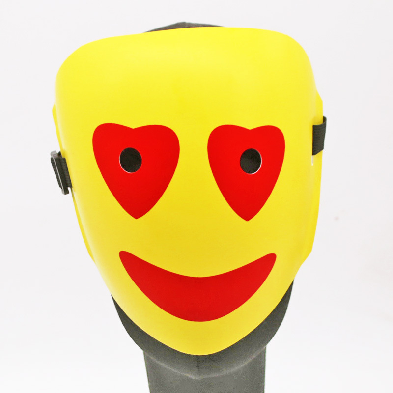 22年新欢乐开心喜庆万圣节笑脸面具微笑治愈系红心眼pvc装扮面具