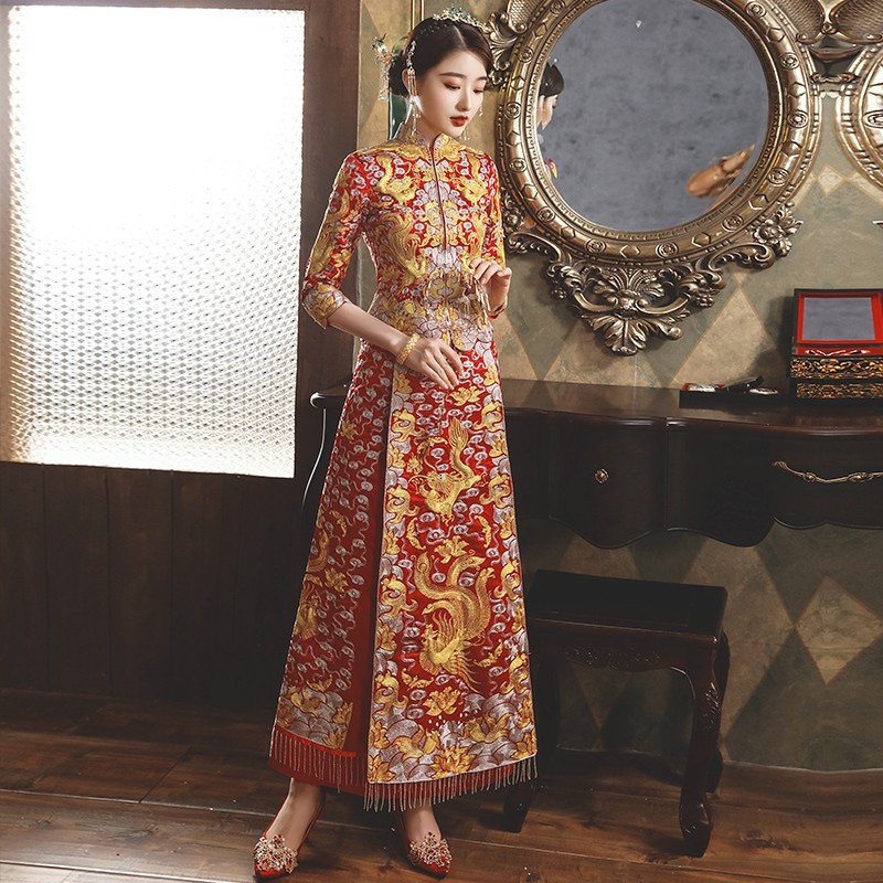 秀禾服新娘2023年新款女敬酒服结婚嫁衣中式婚纱显瘦大五福龙凤褂