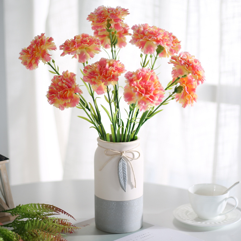 康乃馨仿真花束假花绢花干花艺客厅摆设餐桌摆件装饰花塑料母亲节