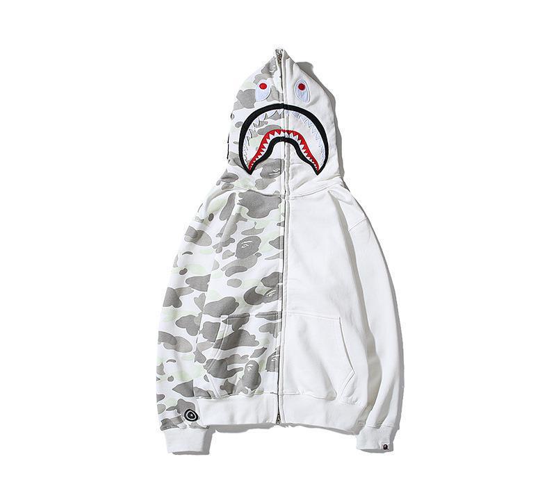 亚马逊外贸 鲨鱼头 数码印花3d卫衣拉链到顶wgm绣花连帽衫cos周边
