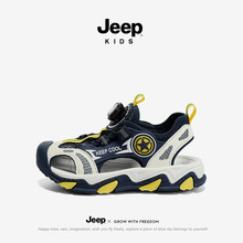 Jeepkids儿童运动鞋2023夏季新款男童包头旋钮扣鞋女童休闲潮童鞋