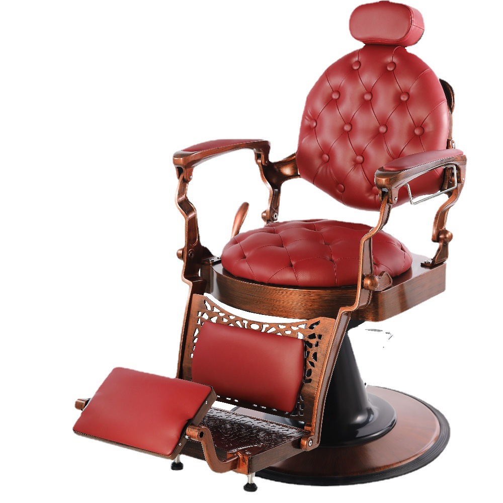 新款复古理发椅酒红油头美发椅厂家供应发廊剪发椅洗发椅理发椅