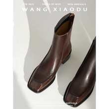 【FanGui】米兰电报●粗跟手工瘦瘦靴女新款短靴女设计感单靴