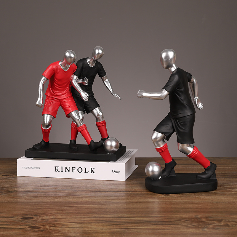 Creative Football Player Decoration Hallway Living Room Wine Cabinet Table Decoration Character Model Hand-Made Resin Crafts