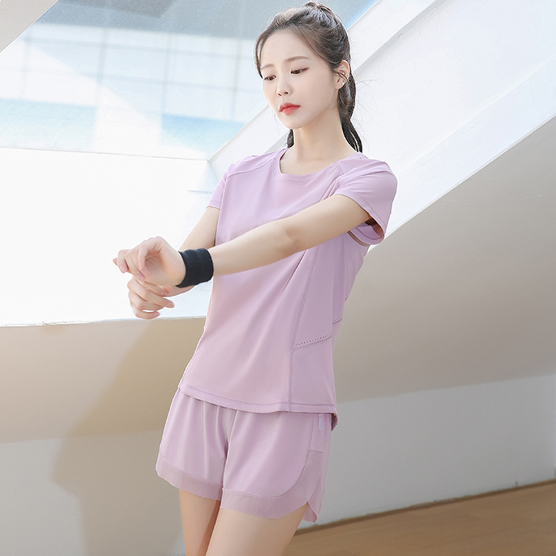 New Yoga Wear Suit Women's Summer Outdoor Running Quick-Drying Workout Clothes Oversized Short Sleeve Shorts Sportswear Suit