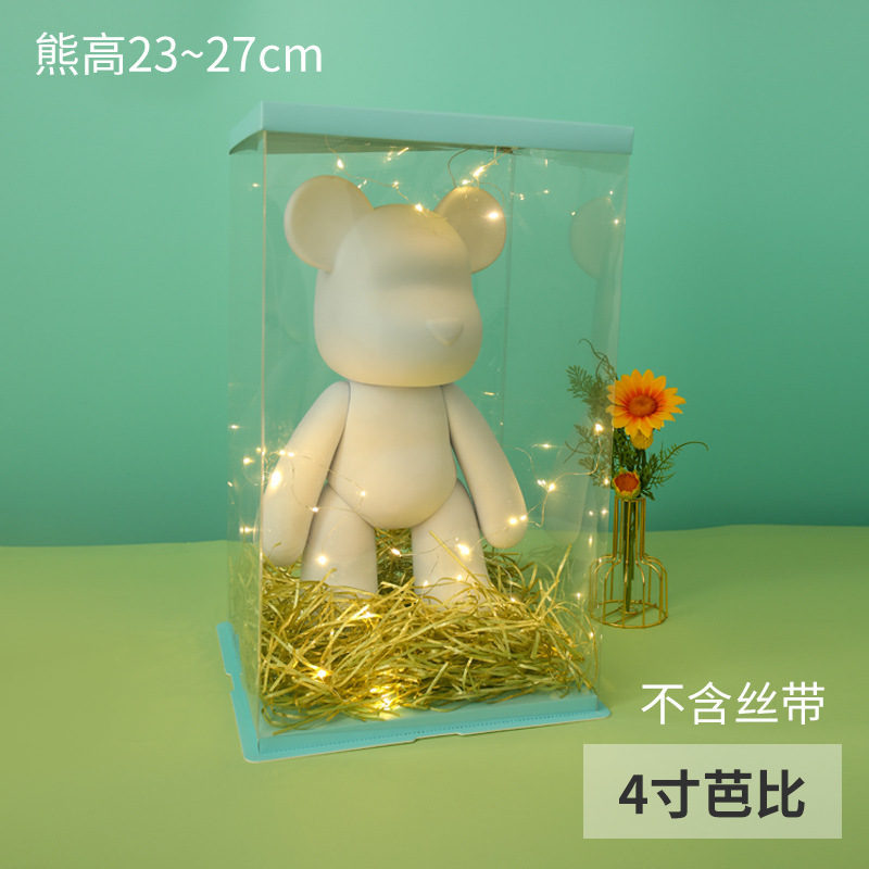 Internet Celebrity Fluid Bear to-Go Box Valentine's Day Strawberry Bear Packing Box Transparent Birthday Gift Box Hand-Made Box