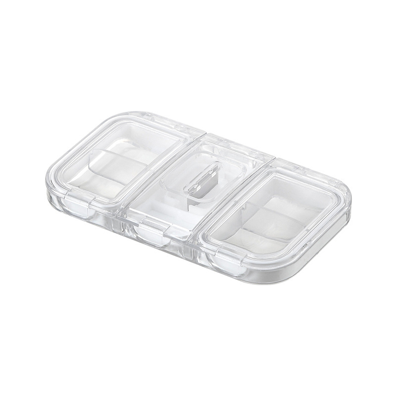 Small Medicine Box Comes with Dispenser Portable Travel Portable Compartment Pill Box Pill Cutter Sealed Sub-Package Pill Box
