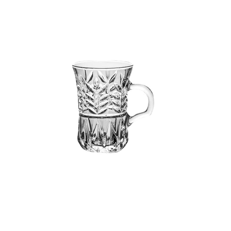 Milk Cup Creative Transparent Carved Glass Breakfast Oatmeal Handle Cup Coffee Shop Juice Thickened Scented Tea Cup