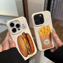 韩国ins创意情侣薯条汉堡适用iPhone13苹果x手机壳14全包防摔12潮