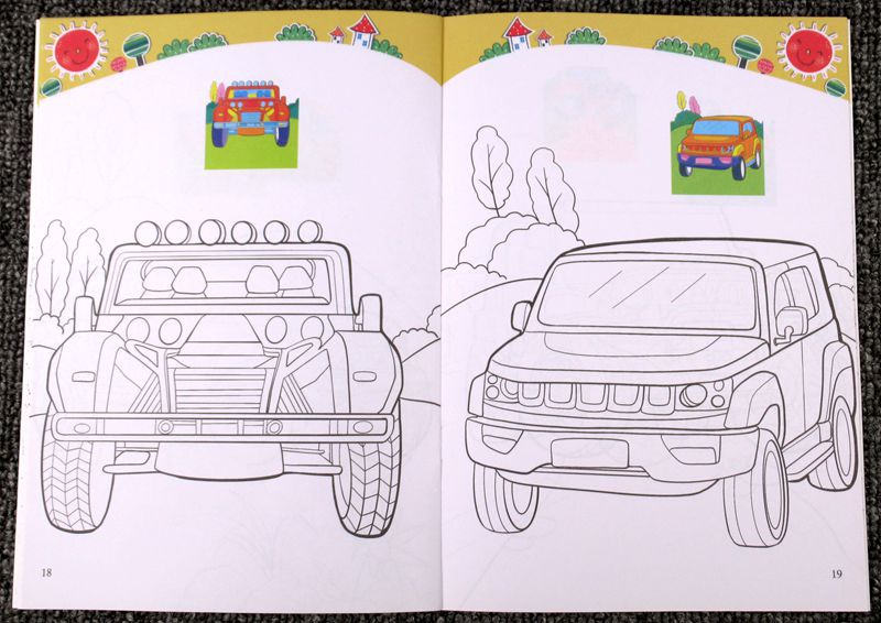 汽车酷车涂色画儿童宝宝画画本涂鸦填色绘画册幼儿启蒙入门起步书