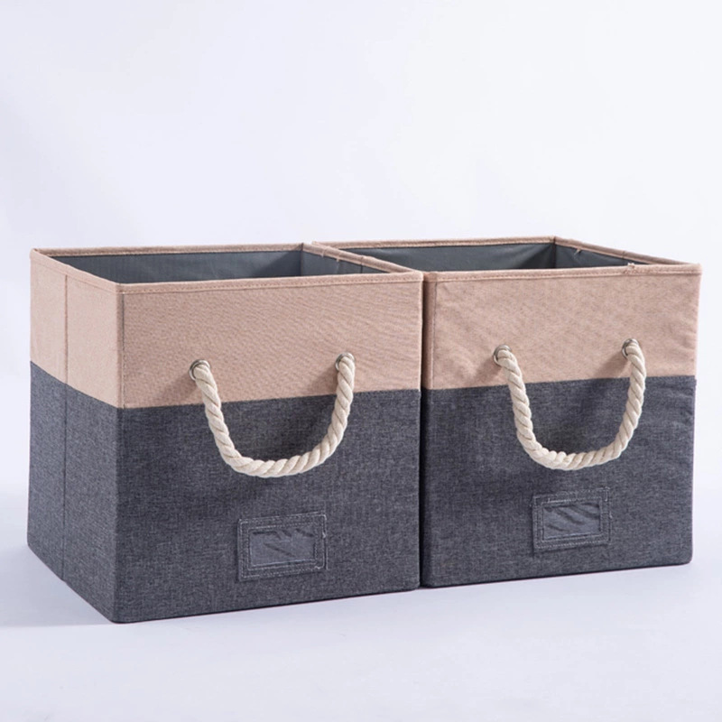 Uncovered Fine Linen Storage Box Foldable Fabric Art Hemp Rope Portable Steel Frame Storage Box Home Clothes Finishing Box