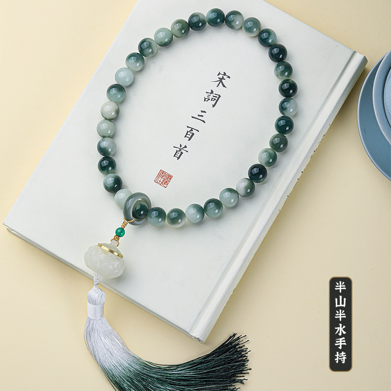 White Jade Dunhuang Incense Burner Hand-Held Bodhi Bracelet Female Pliable Temperament Crafts Bodhi Seed Buddha Beads Necklace Plate Playing Necklace