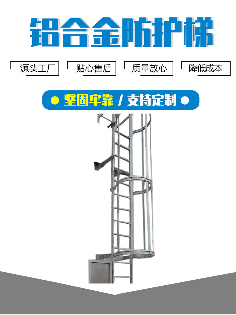厂家生产定制铝合金爬梯防护梯 户外检修通道户外带笼爬梯