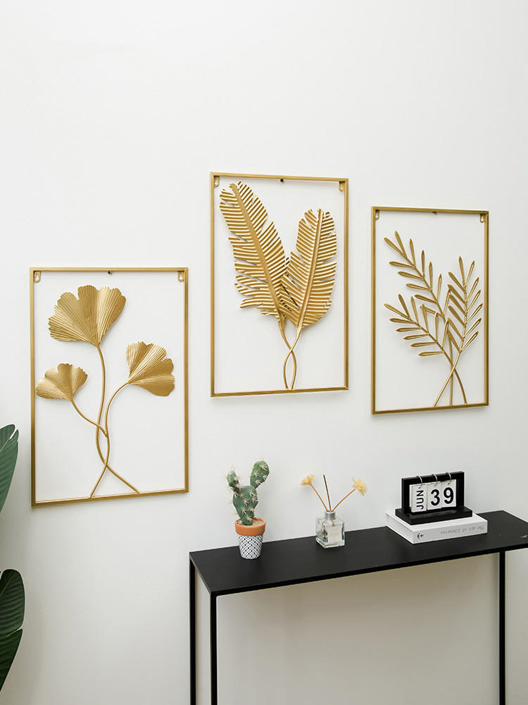 现代客厅墙面装饰金属叶子壁挂电视机沙发背景墙轻奢房间墙壁挂饰