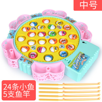 电动音乐旋转钓鱼盘 套装宝宝批发男女孩 儿童钓鱼玩具批发代发