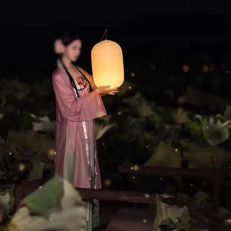 古风纸灯笼手提长条冬瓜形汉服摄影拍照道具节日装饰复古风