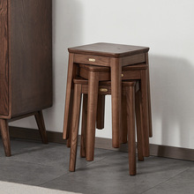 实木凳子加厚方凳轻奢家用客厅餐椅子高凳可叠放餐桌凳化妆凳板凳