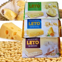 越南风味LETO榴莲夹心威化奶酪味味豆乳威化200克80克榴莲威化饼