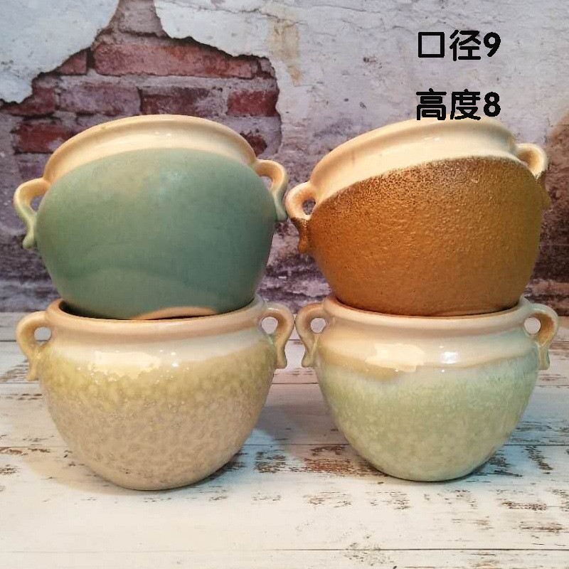 新款景德镇陶瓷多肉花盆 创意粗陶复古做旧陶罐花盆绿植 清仓特价