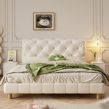 法式奶油风网红泡芙床现代简约白色布艺床1米8主卧软包双人公主床
