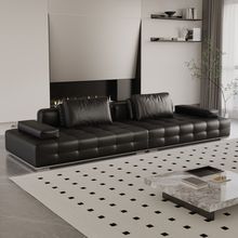 劳伦斯直排真皮沙发意式客厅别墅大户型大平层设计师皮艺沙发极简