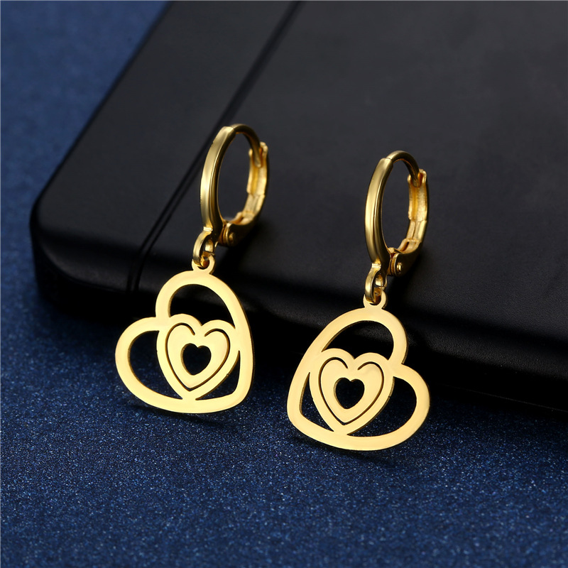 European and American Foreign Trade Retro Internet Hot Love Earrings Female Stainless Steel Cross-Border Fashion New Style Personalized Eardrops Ear Rings