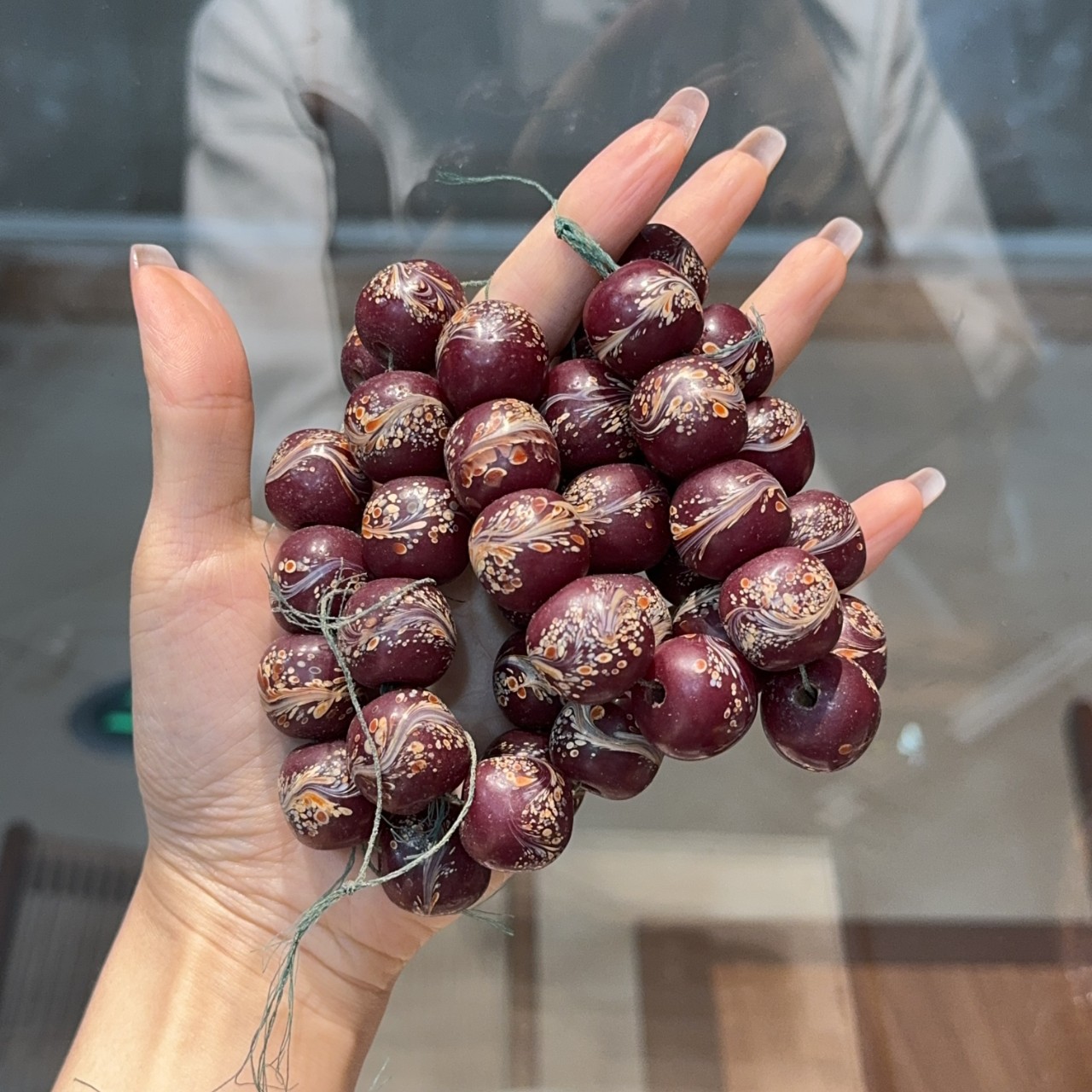 老琉璃红色凤尾圆珠子珠串手串 清代古珠老珠收藏diy文玩-阿里巴巴