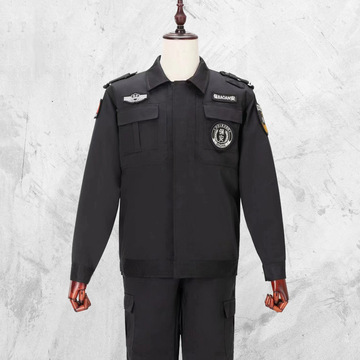 保安工作服夏季套装男夹克物业安保短袖执勤制服黑色春秋作训服女