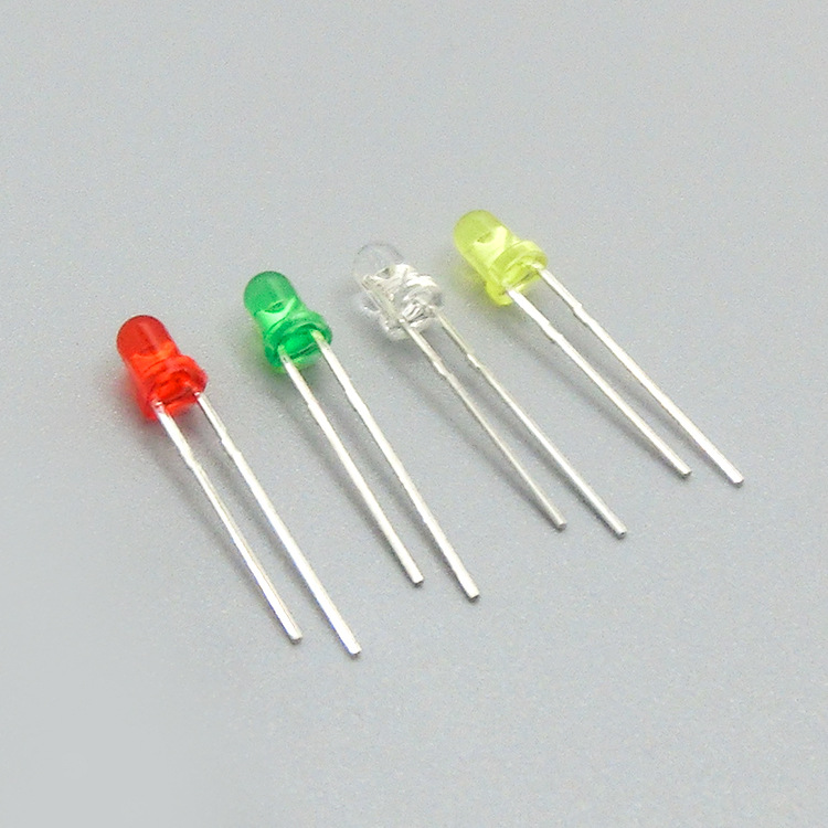 直插式led灯珠 红色绿色白色黄色圆头f3mm短脚发光管二极管