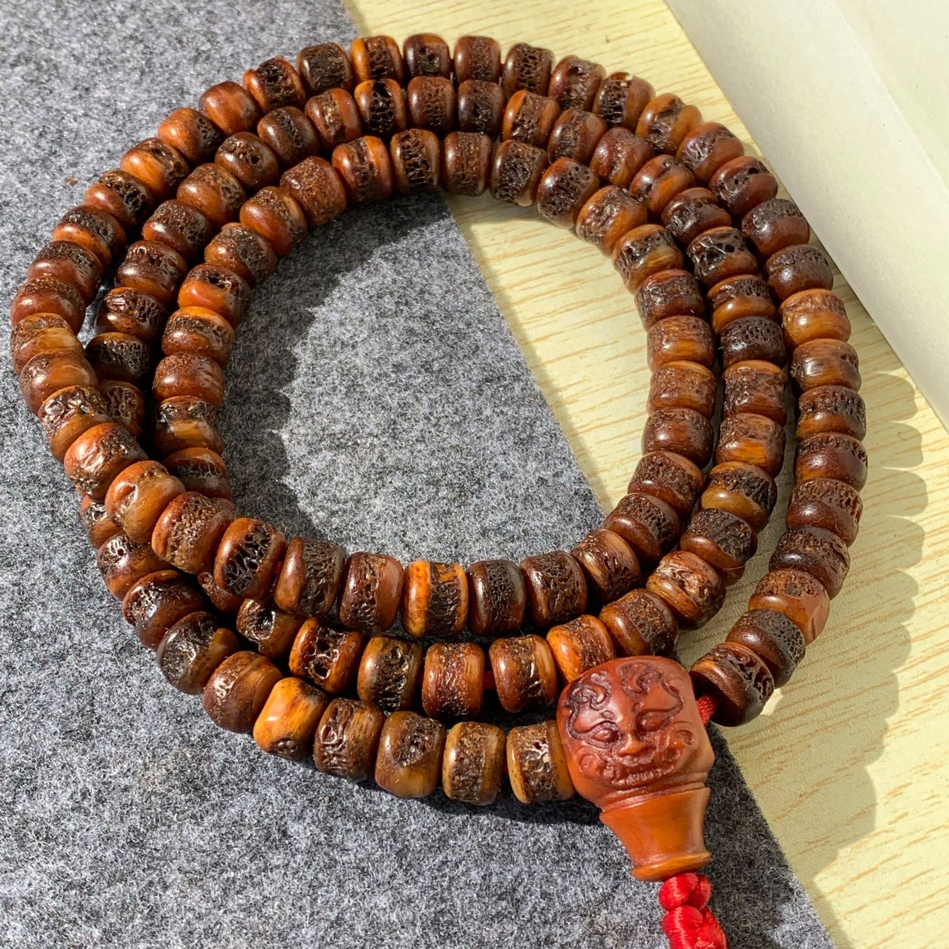 老料嘎巴拉108佛珠手串 藏区回流干巴拉老灵骨手链牦牛骨嘎巴啦